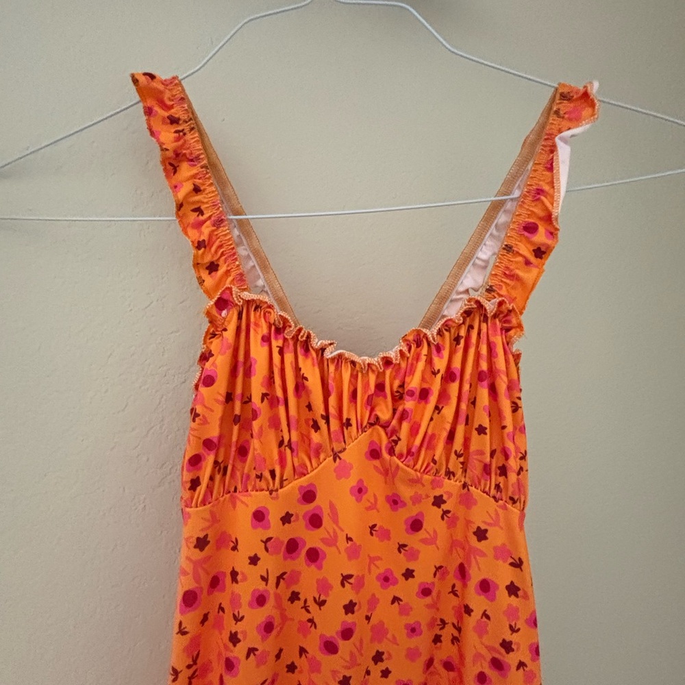 Floral Orange Long Sleeve Dress